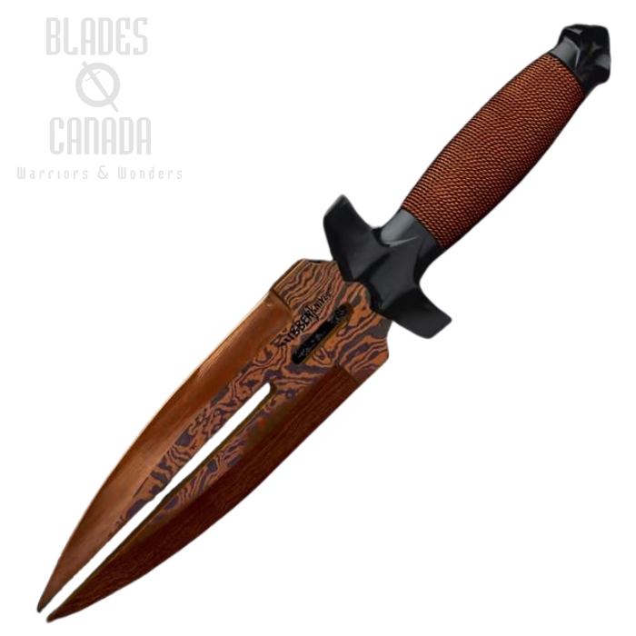 Gil Hibben HellFyre Double Shadow Knife, Damascus Steel, Leather Sheath, GH0453RD